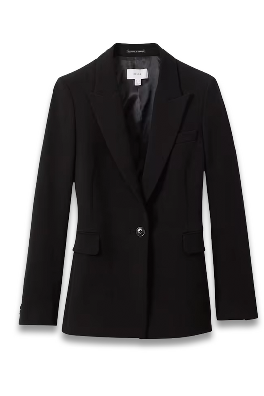 Gabi Petite Tailored Single Breasted Suit Blazer in Black