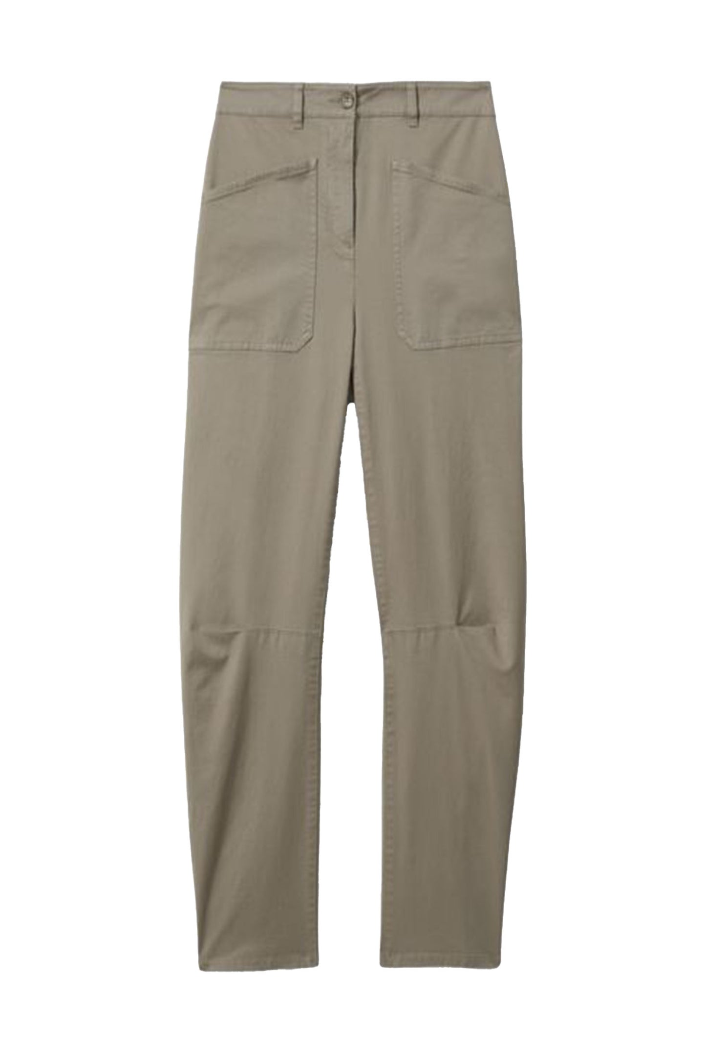Cotton Blend Barrel Leg Trousers