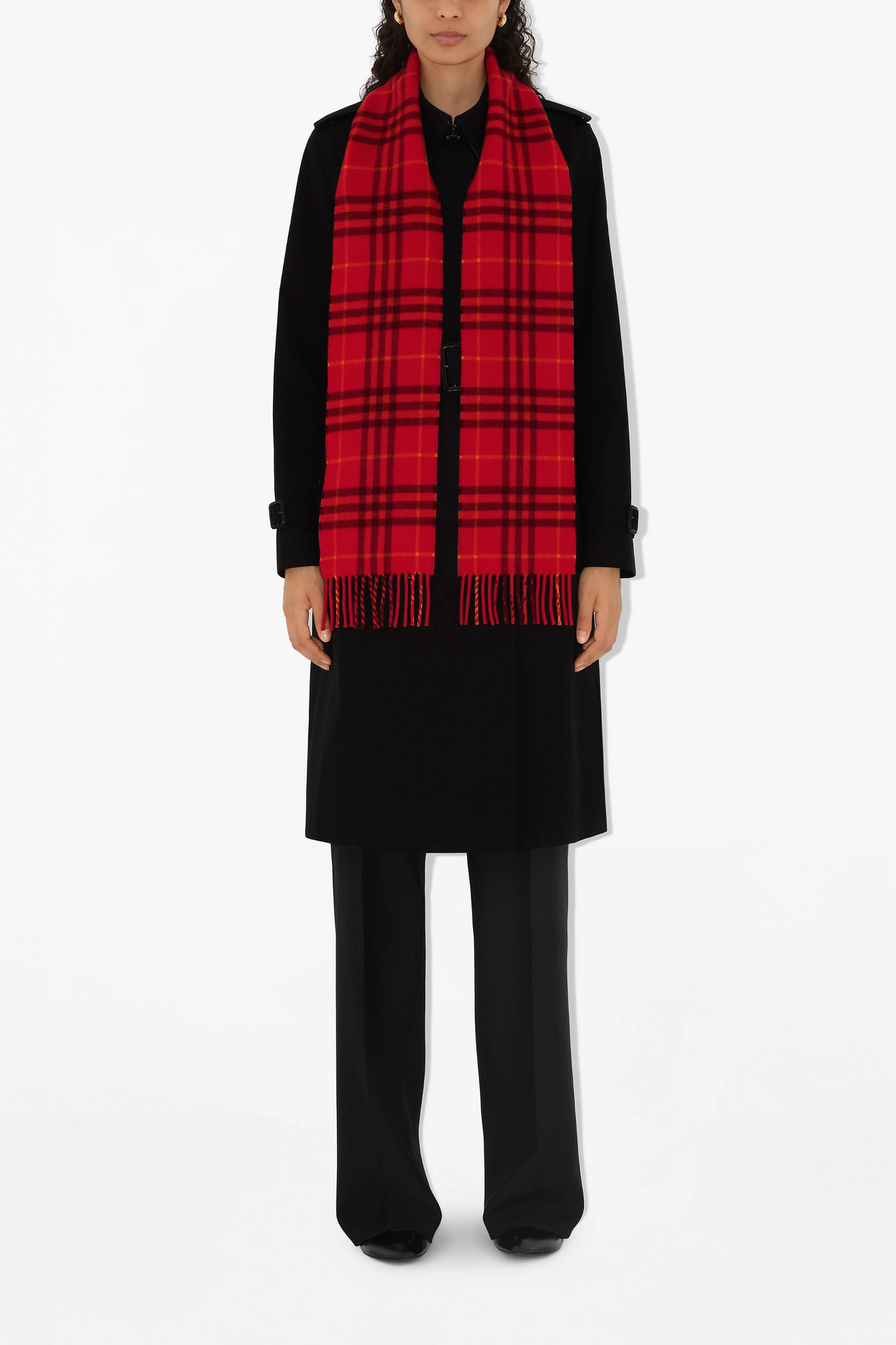 Narrow Check Cashmere Scarf