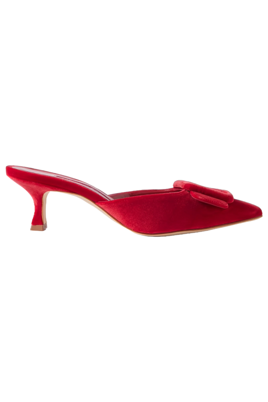 Maysale 50 Buckled Velvet Mules