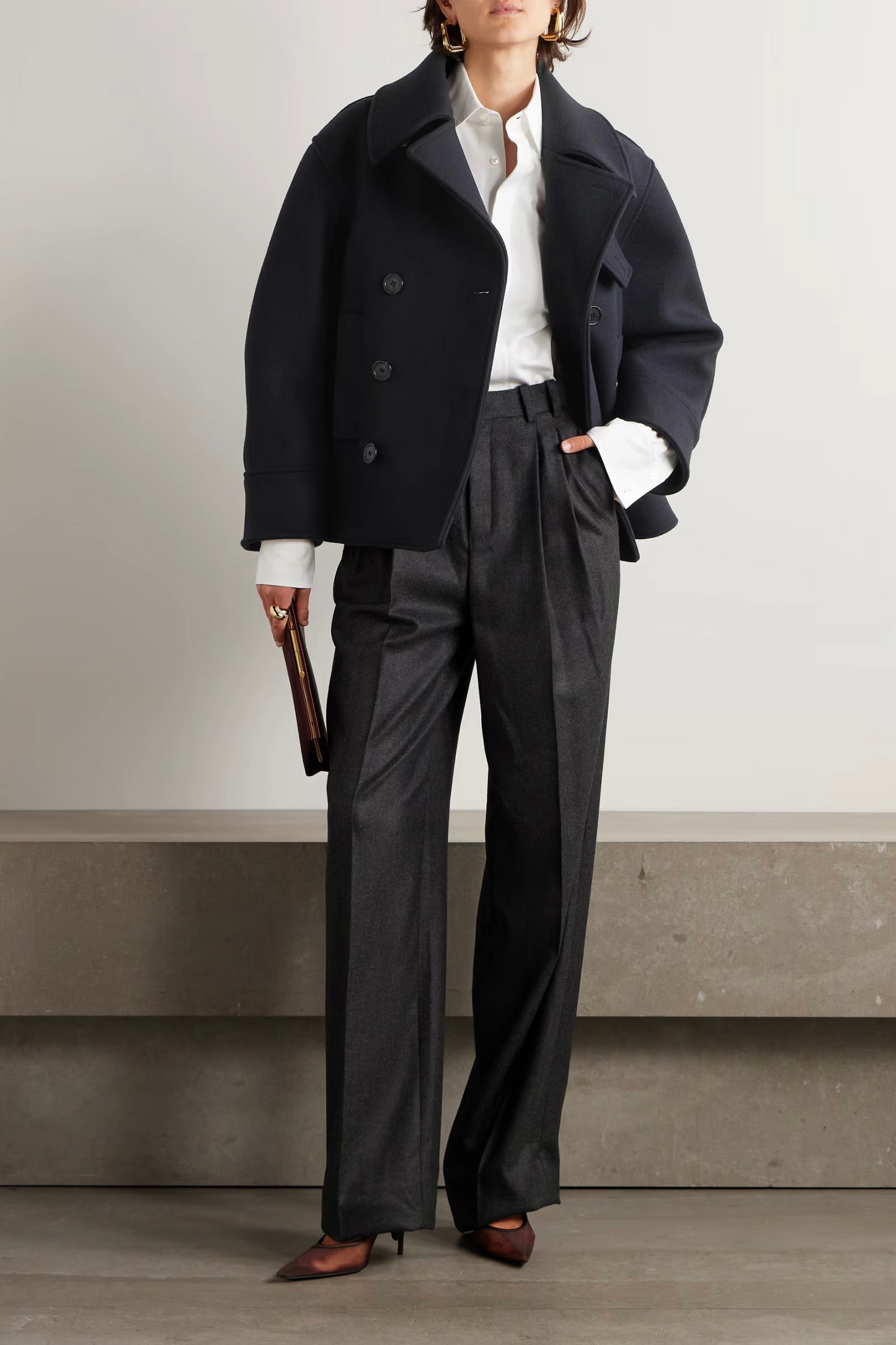 Oversized Double-breasted Wool-twill Coat