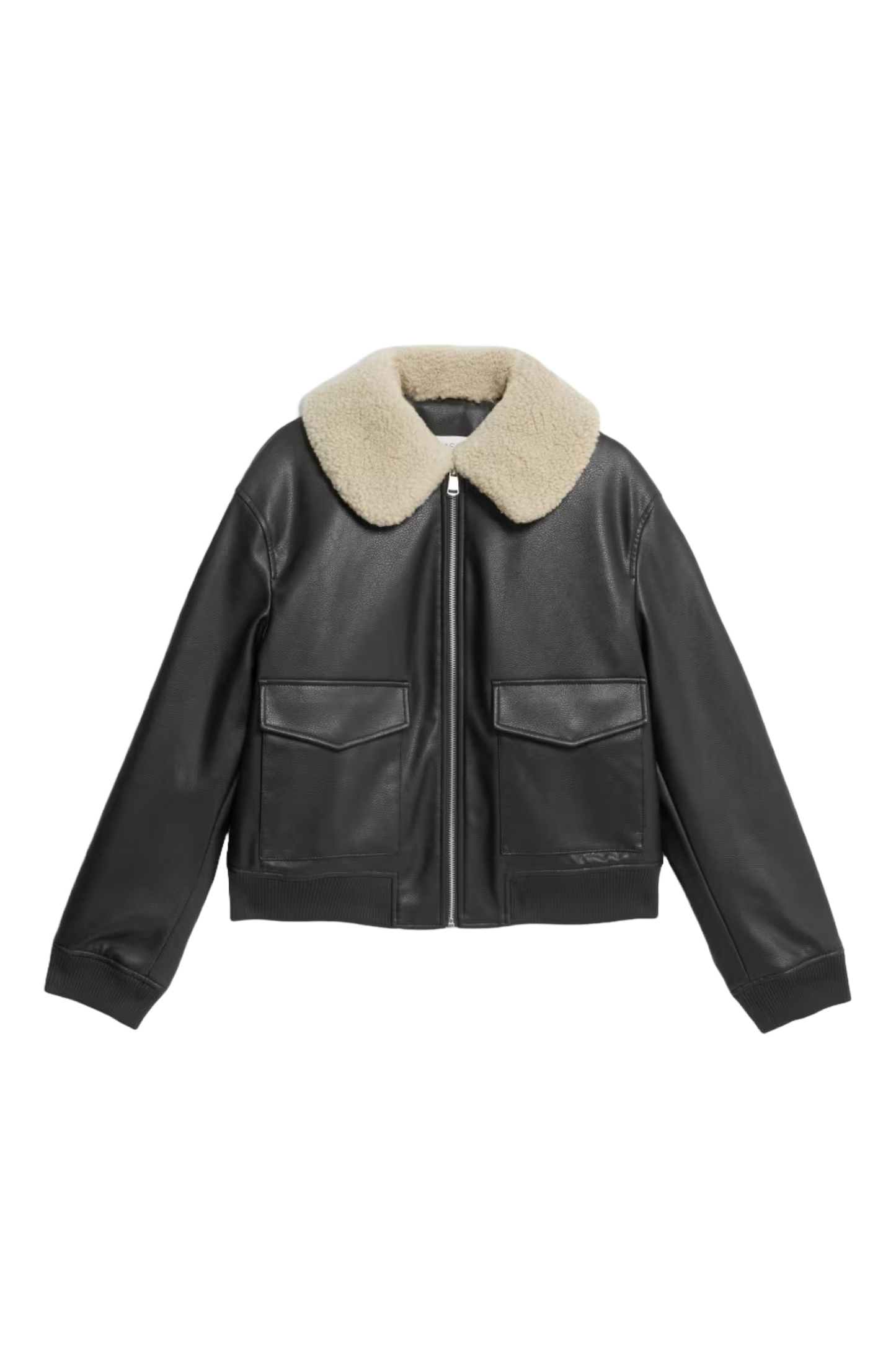 Faux Leather Aviator Jacket