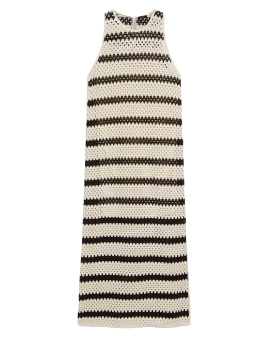 Striped Crochet Midi Dress