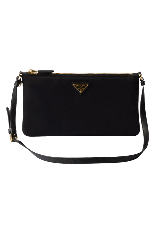 Re-Nylon Logo-plaque Recycled-nylon and Leather Pouch