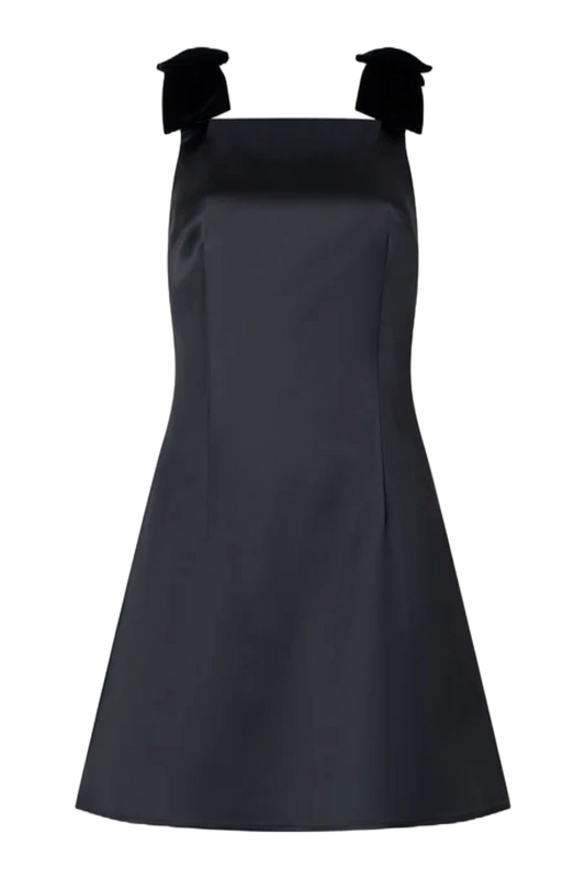 Carey Velvet Bow Straps Satin Mini Dress