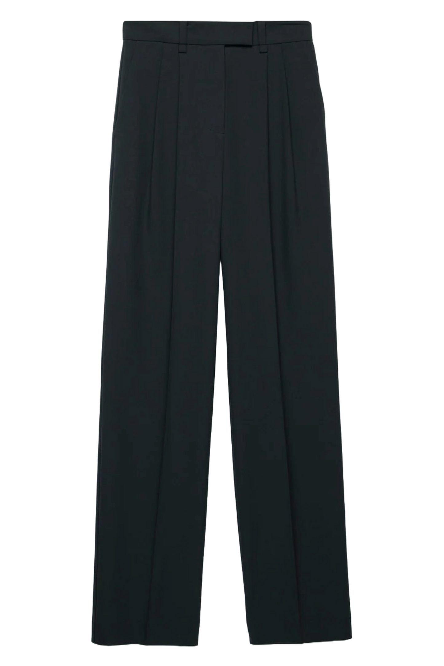Black Tapered Pleated Trousers