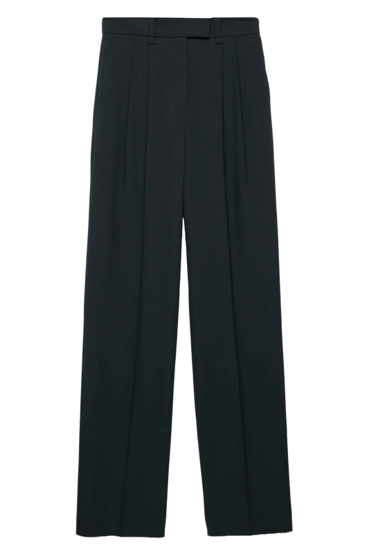 Black Tapered Pleated Trousers