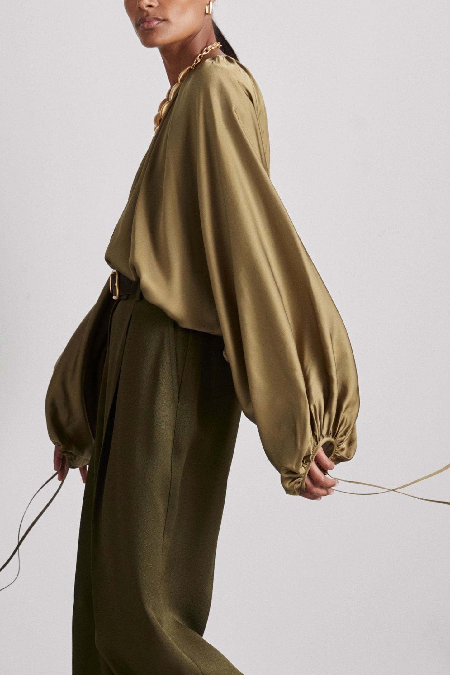 Atelier Gathered Satin Top