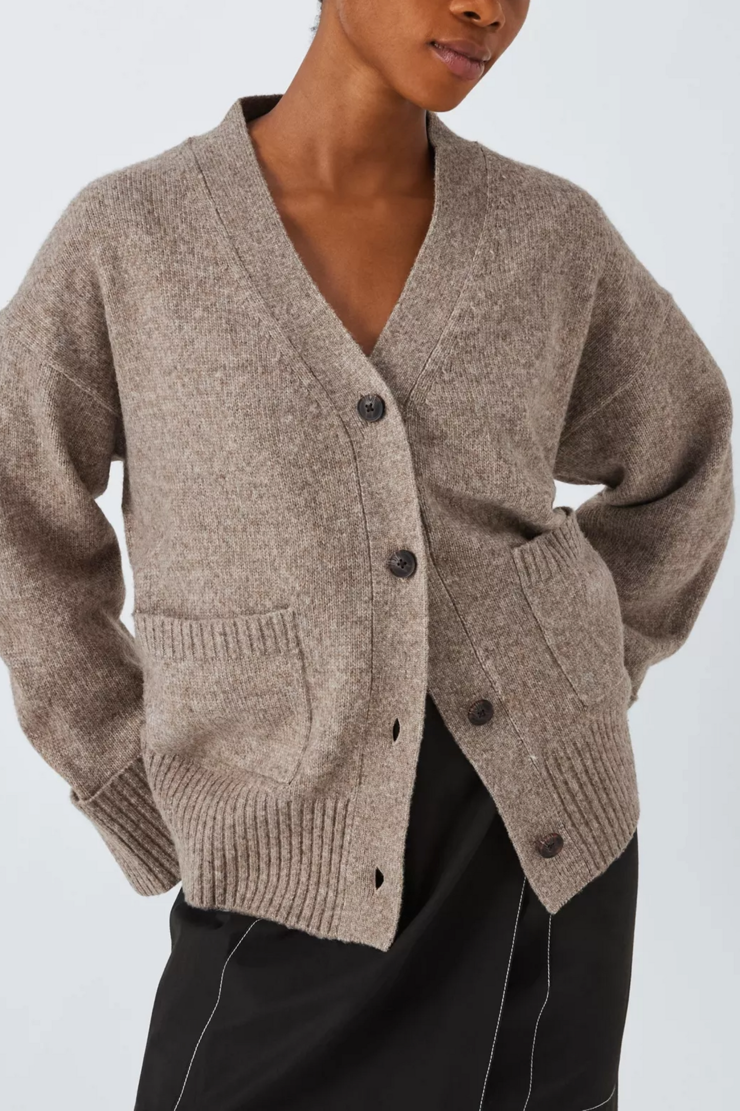 Turn Cuff V-Neck Cardigan, Toast