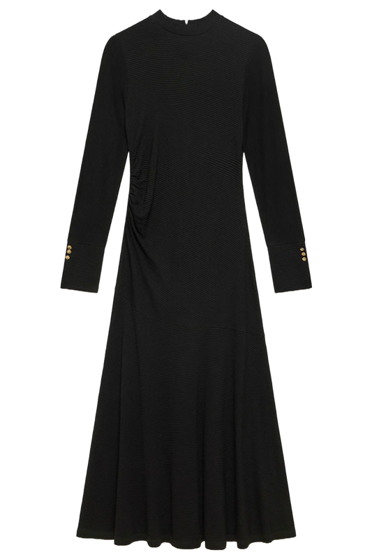 Black Ribbed Jersey Maxi Dress