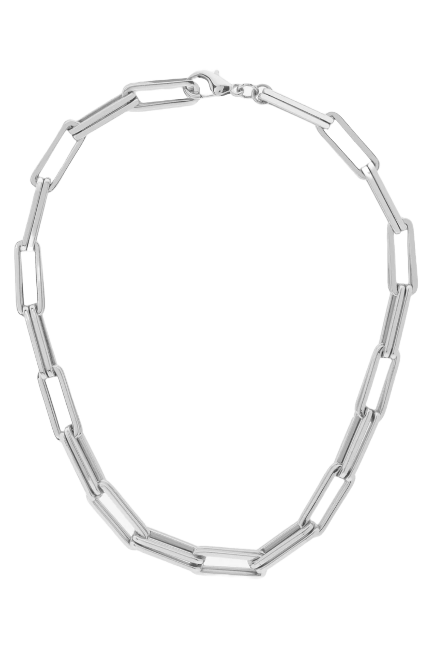 Silver Tone Square Link Necklace