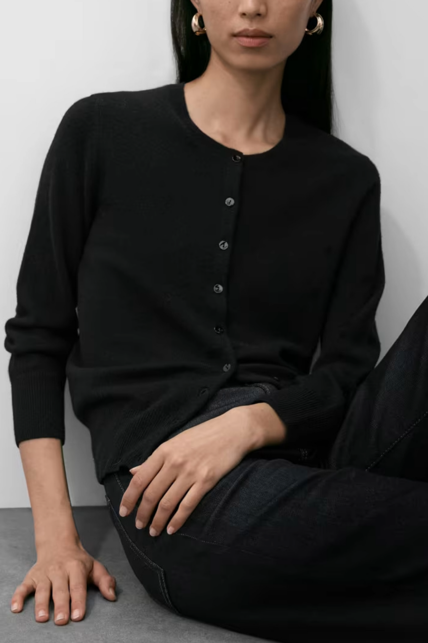 Pure Cashmere Crew Neck Cardigan