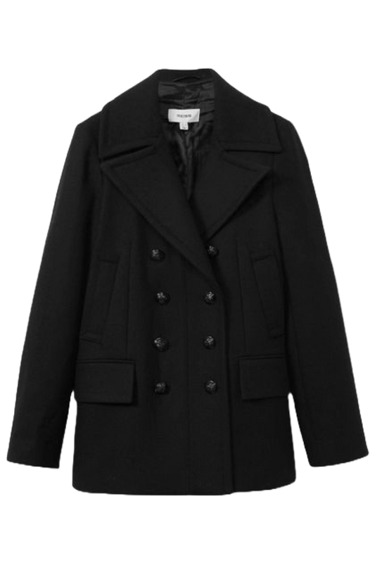 Wool Blend Double Breasted Pea Coat