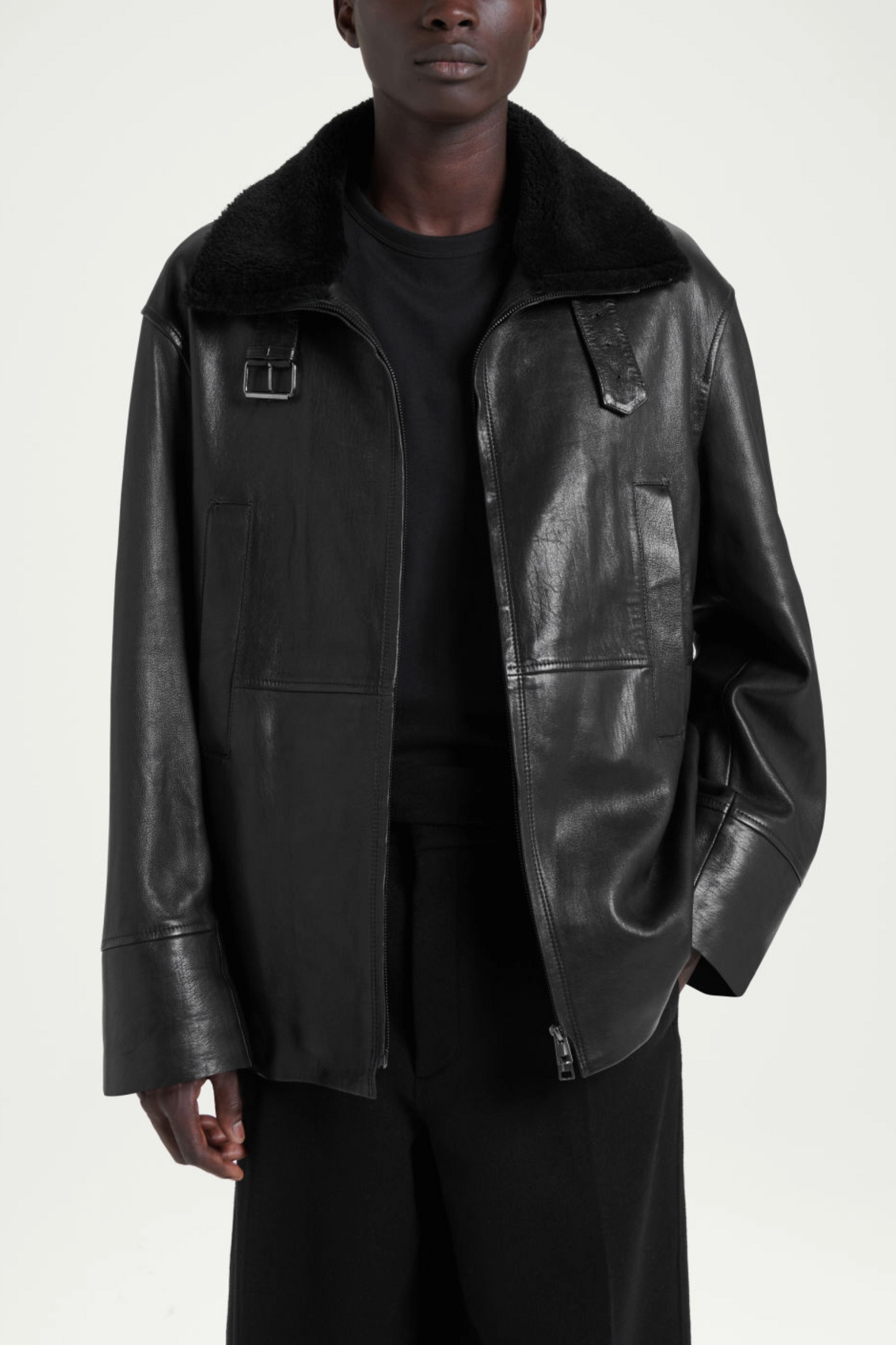 The Shearling-trimmed Leather Jacket