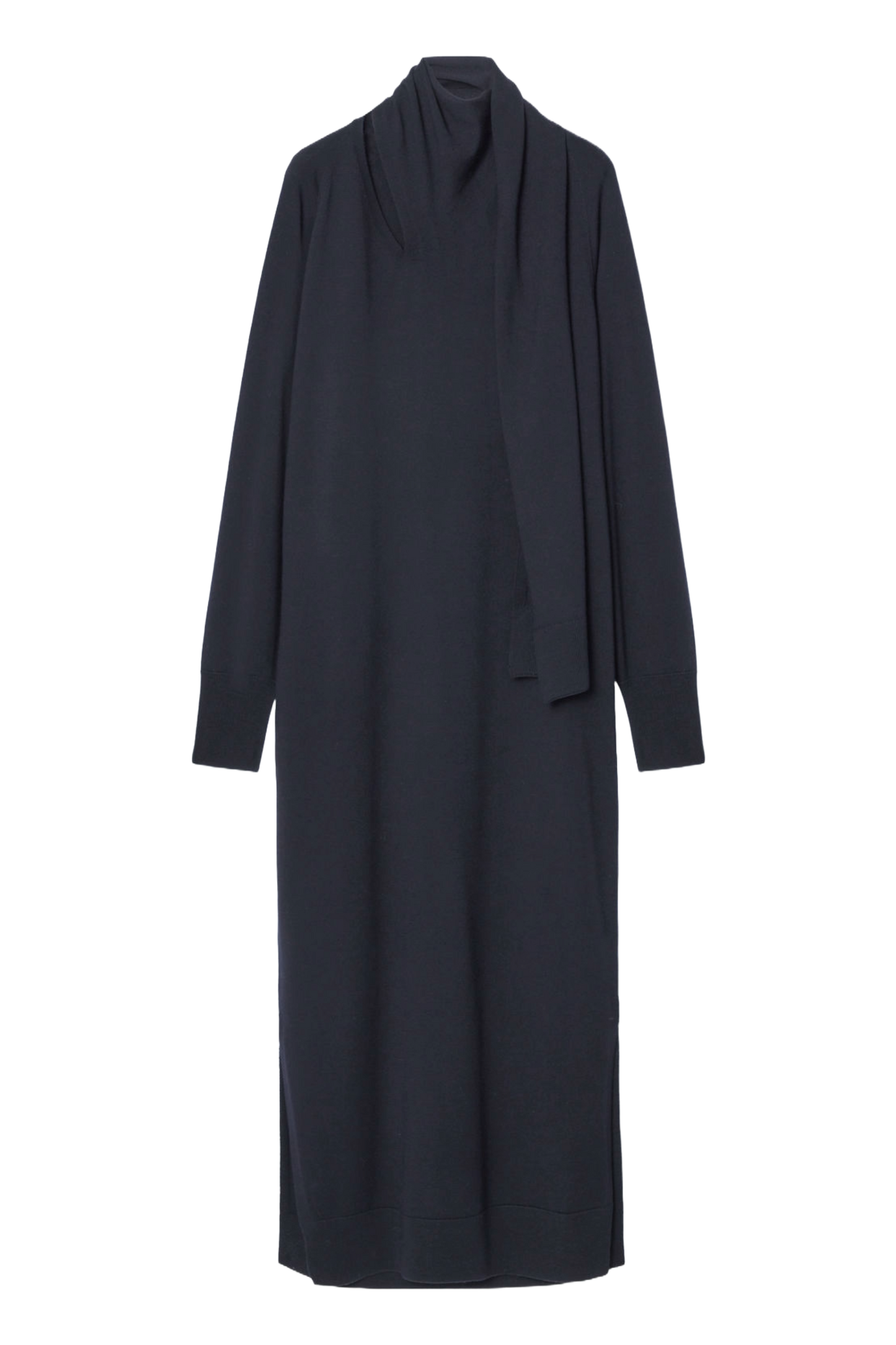 Scarf-detail Wool Maxi Dress