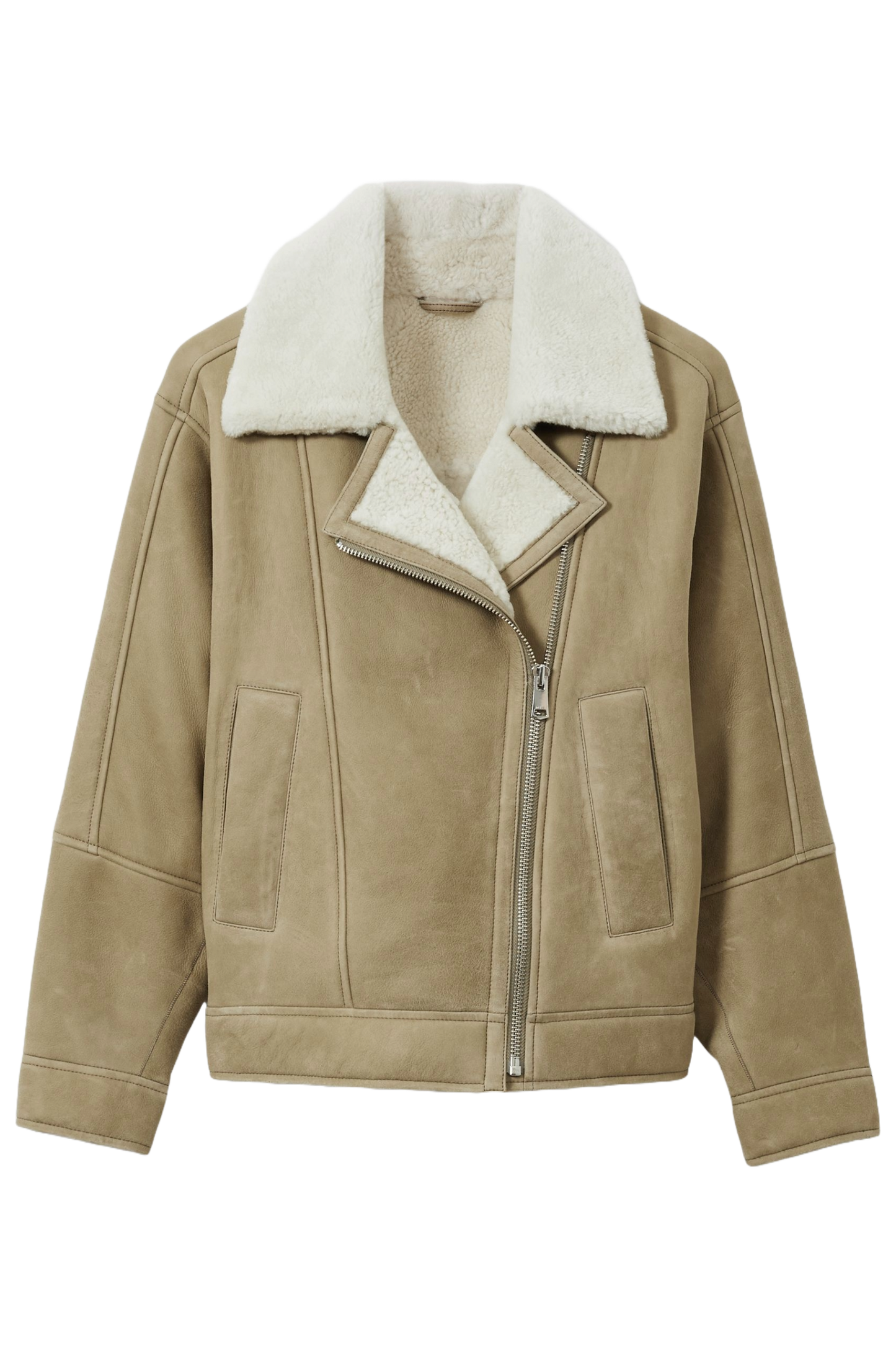 Shearling-lined Leather Aviator Jacket