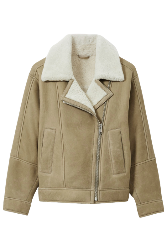 Shearling-lined Leather Aviator Jacket
