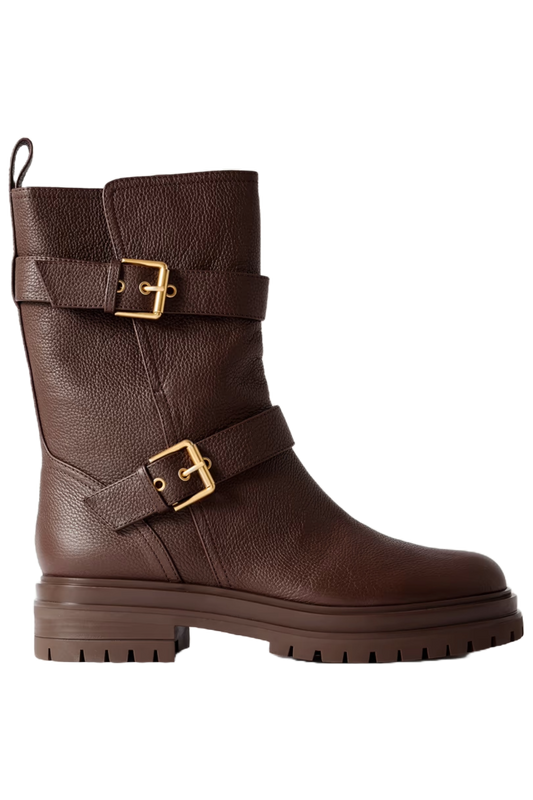 Thiago Flair Buckled Textured-leather Boots