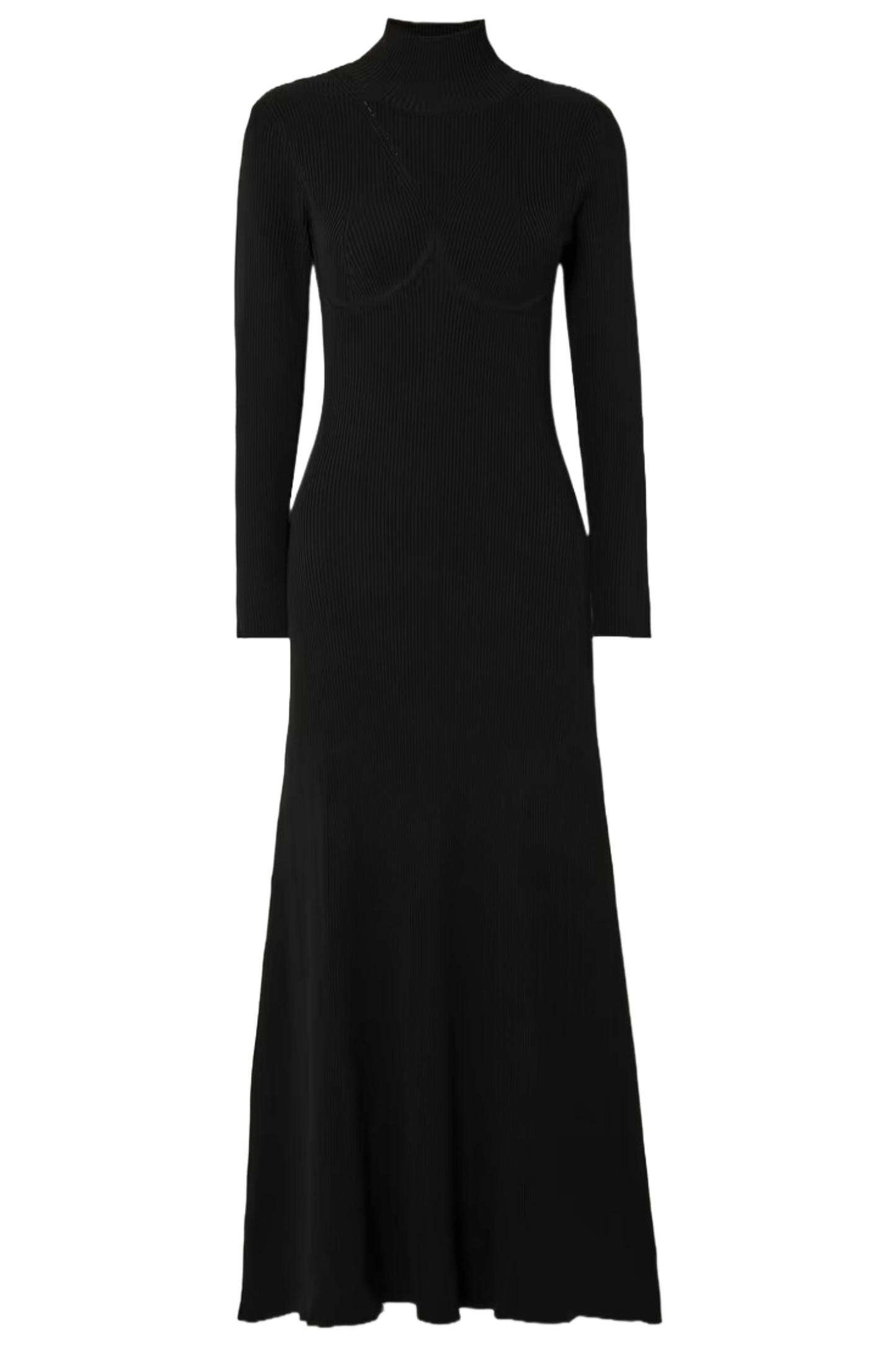 Obsidian Open-back Ribbed-knit Turtleneck Maxi Dress