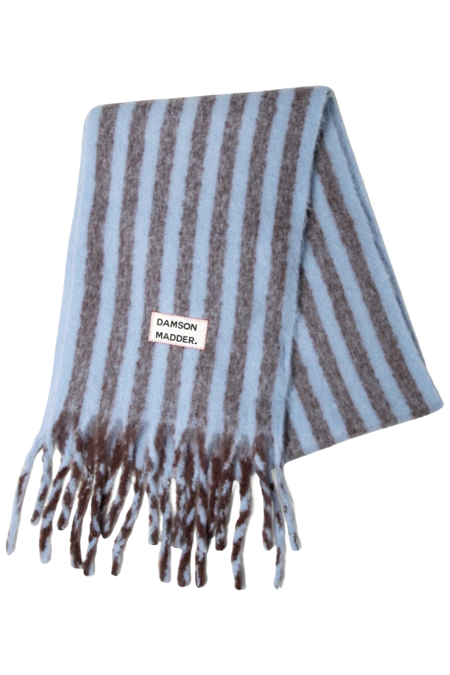 Chocolate & Baby Blue Fluffy Stripe Scarf