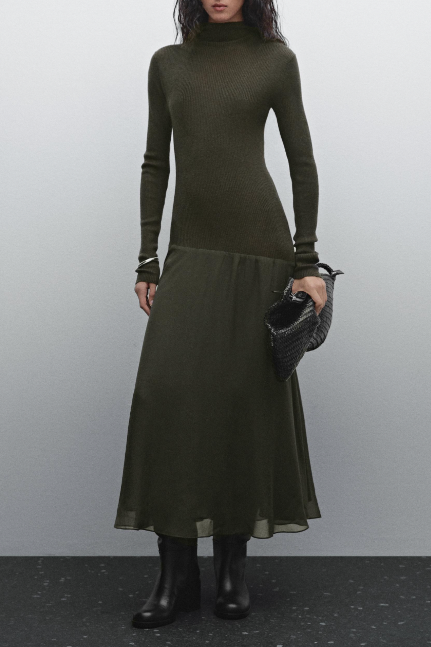 Contrast Knit Dress