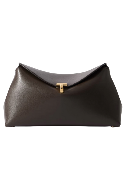 T-Lock Textured-leather Clutch