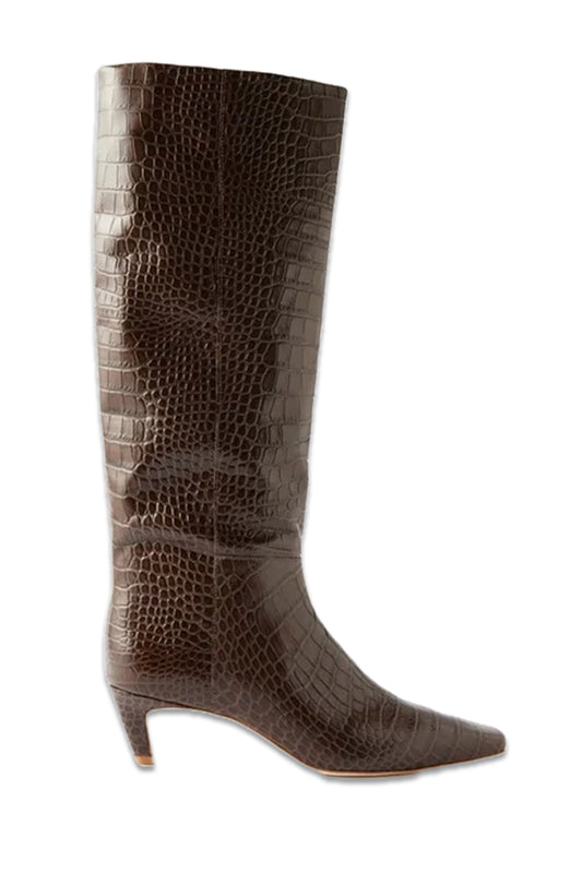 Remy 50 Crocodile-effect Leather Boots