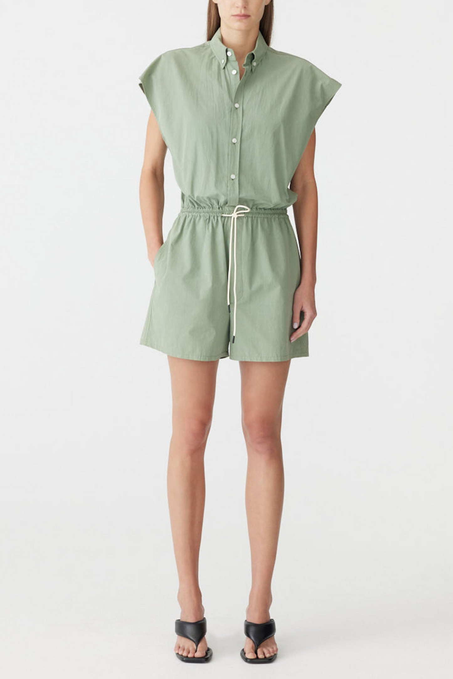 Crushed Cotton Mini Jumpsuit
