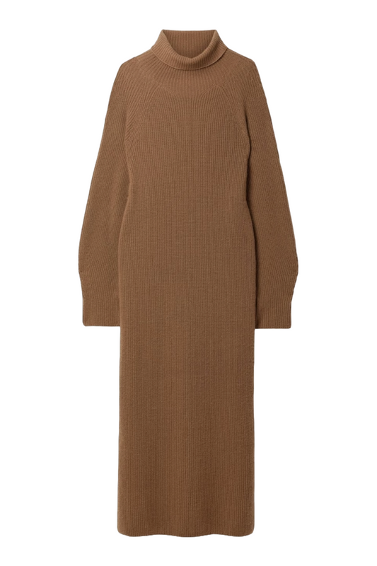 Ribbed Wool and Cashmere-Blend Turtleneck Maxi Dress