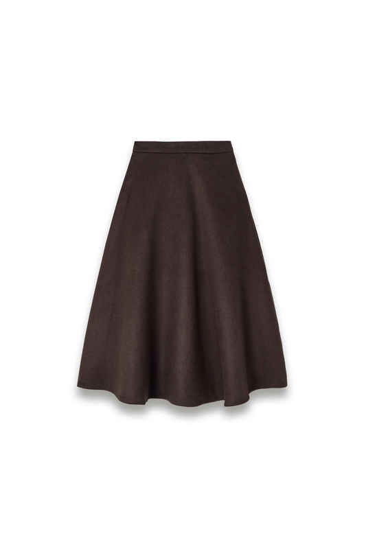 Recycled Wool Blend Felt Midi Skirt