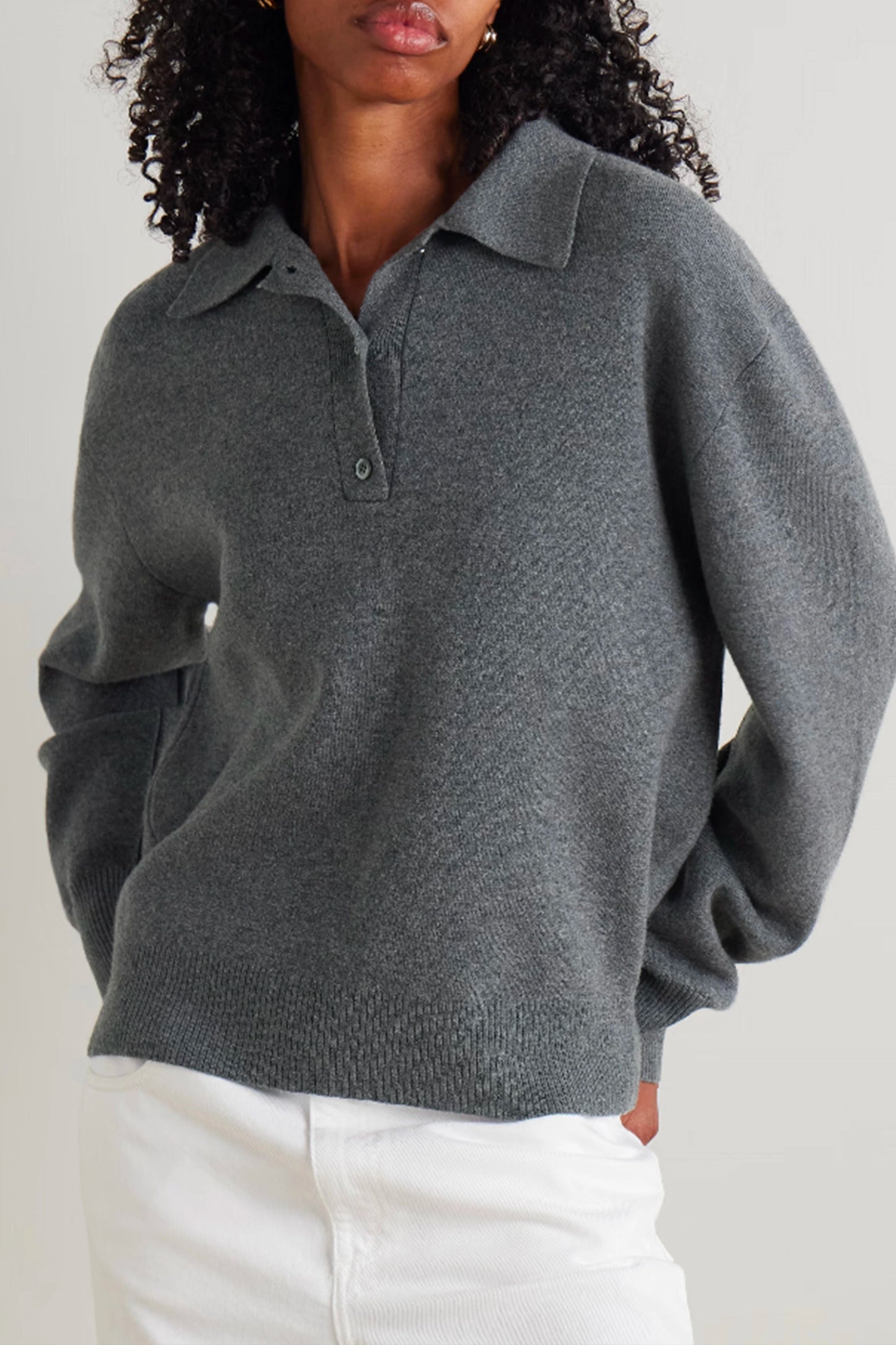 Wool and Cashmere-blend Polo Sweater
