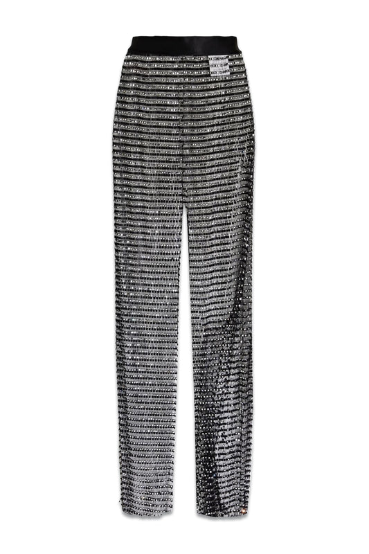 Rotiiine Crystal-embellished Tulle Wide-leg Pants