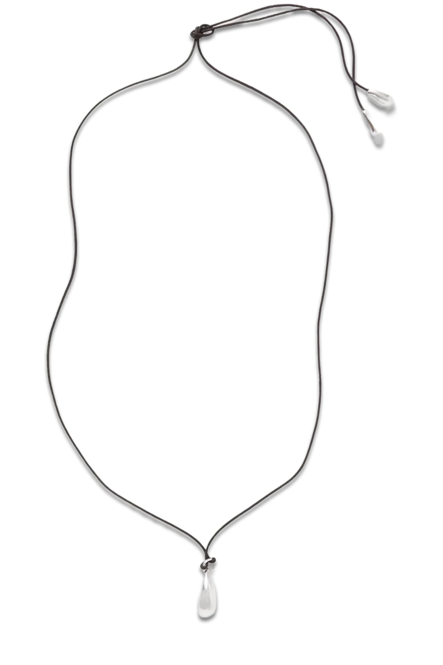 Droplet Silver And Cord Necklace