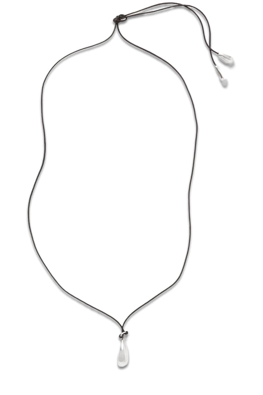 Droplet Silver And Cord Necklace