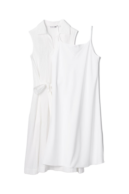 Seersucker Cotton Belted Sleeveless Dress