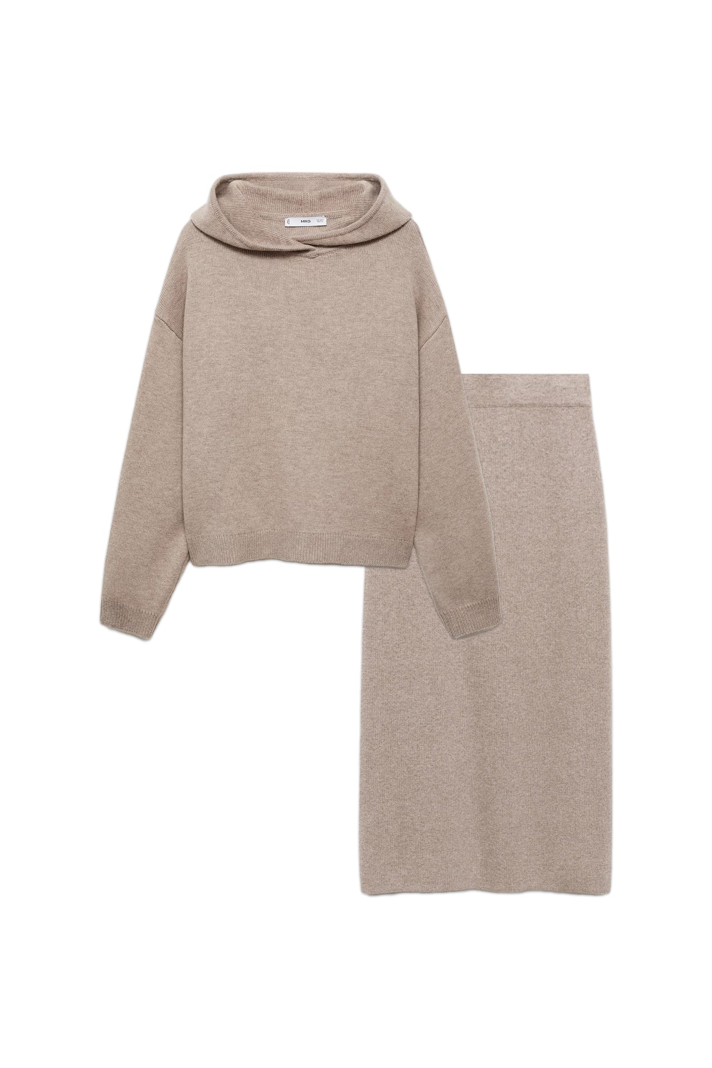 Wool-blend Hooded Sweater and Midi Skirt Set