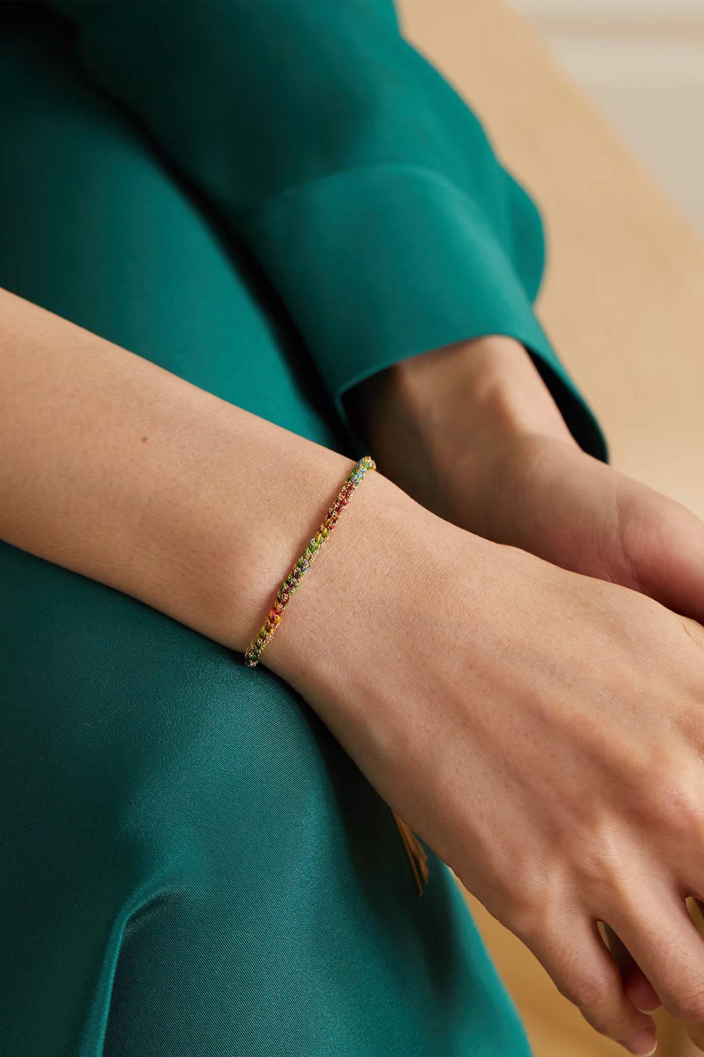 Super Lucky 18-karat Gold And Silk Bracelet