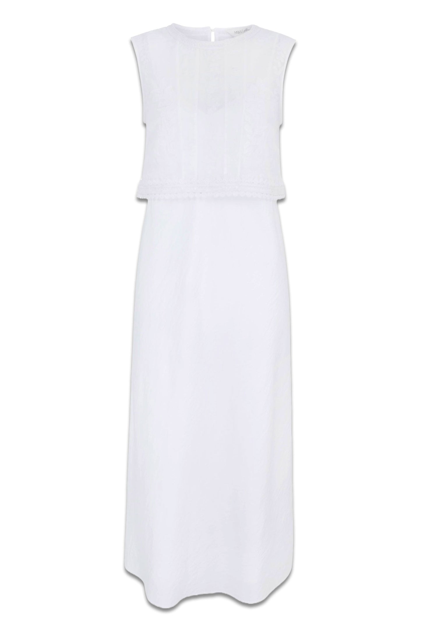 Mesh Panel White Dress
