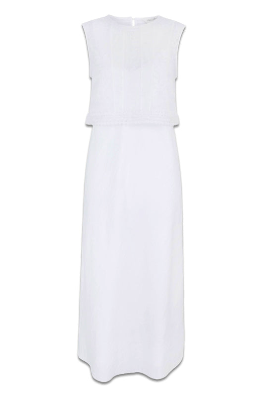 Mesh Panel White Dress