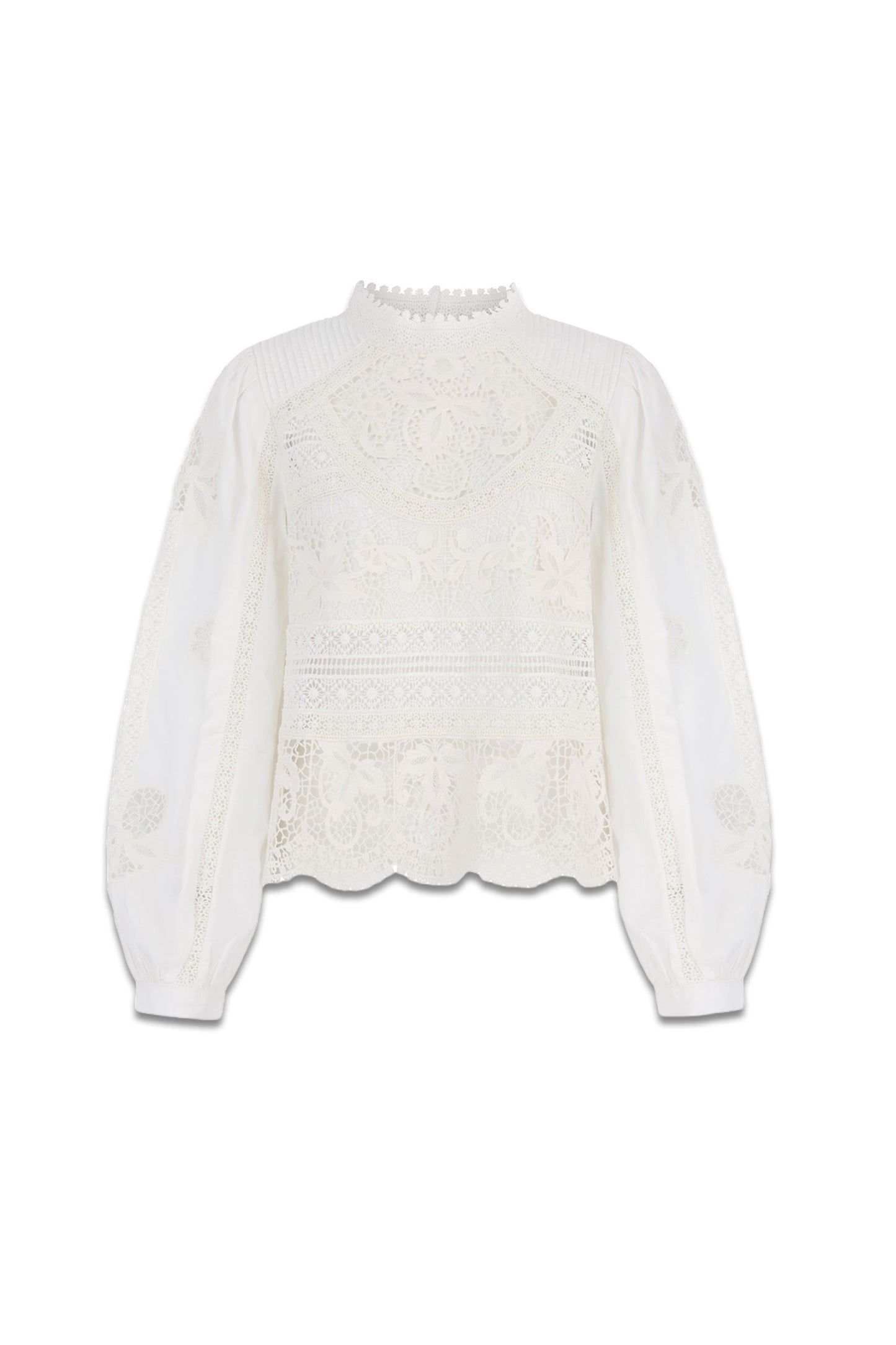 Pure Cotton Statement Lace Trim Blouse