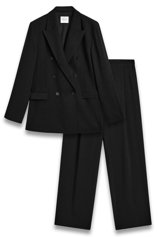Double-breasted Linen Blend Blazer and Darted Suit Trousers Set - Limited Edition