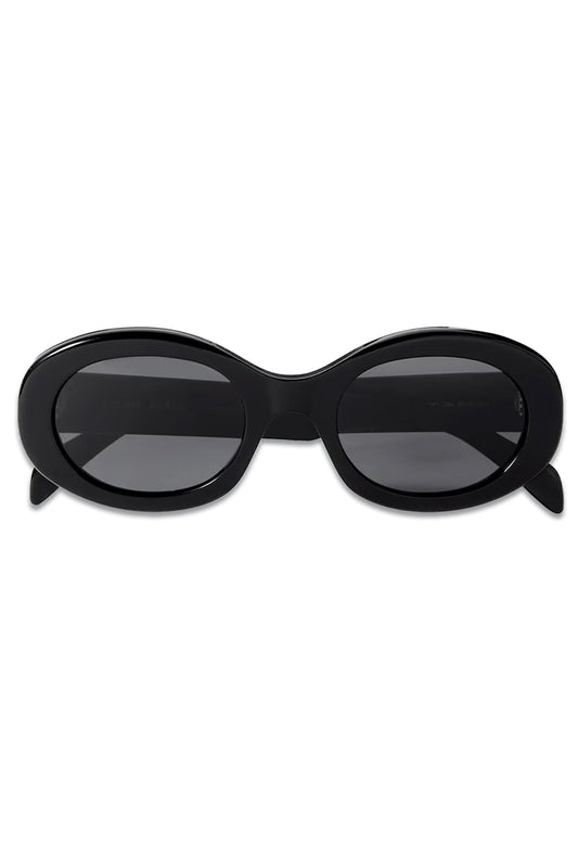 Triomphe Oval-frame Acetate Sunglasses Black