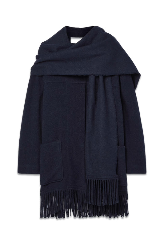 Faty Scarf-detailed Fringed Wool-blend Coat