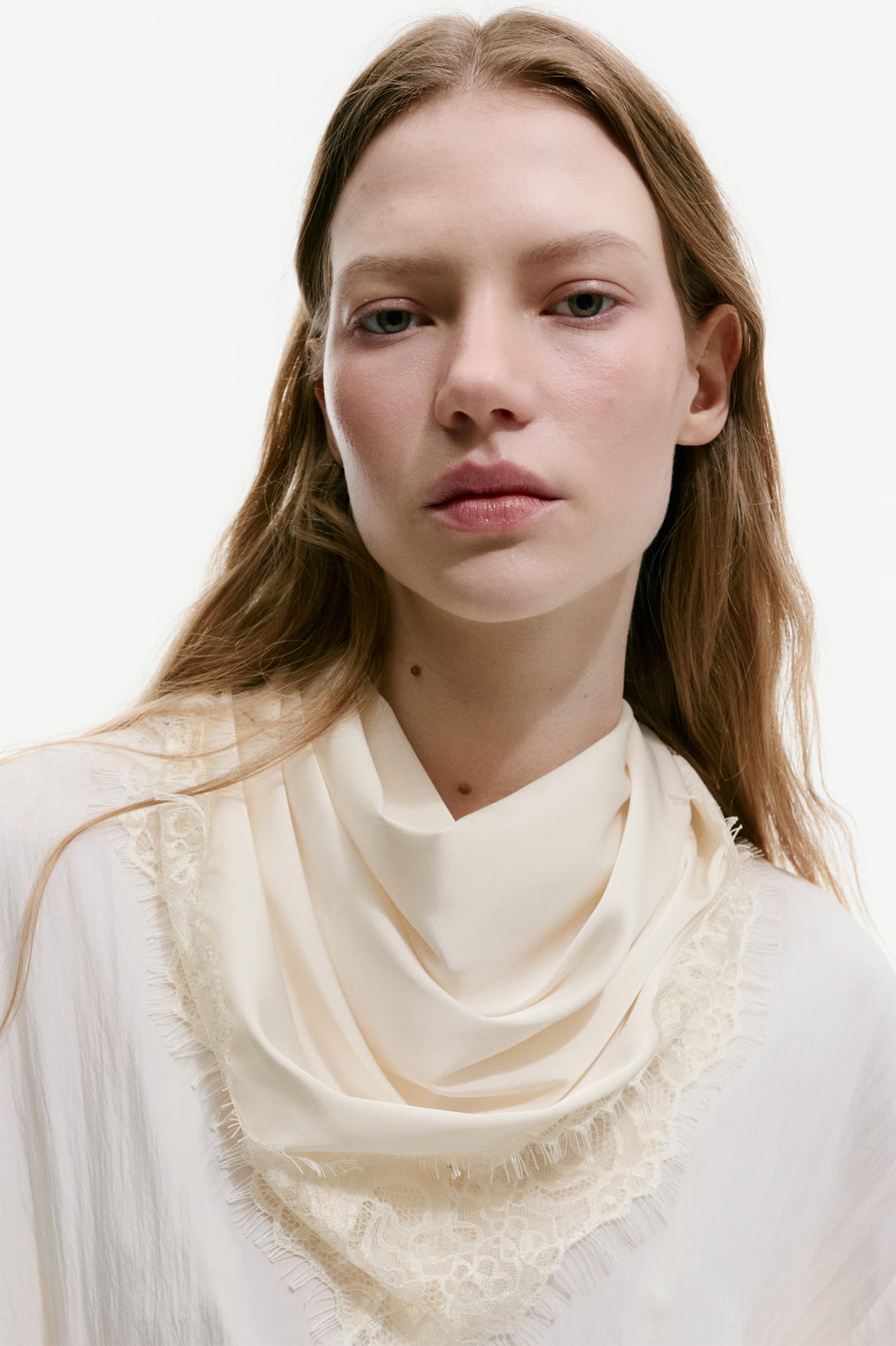 Lace-trimmed Triangle Scarf