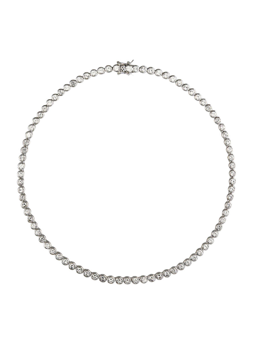 James Bezel Lab-grown White Sapphire Silver Rivière Necklace