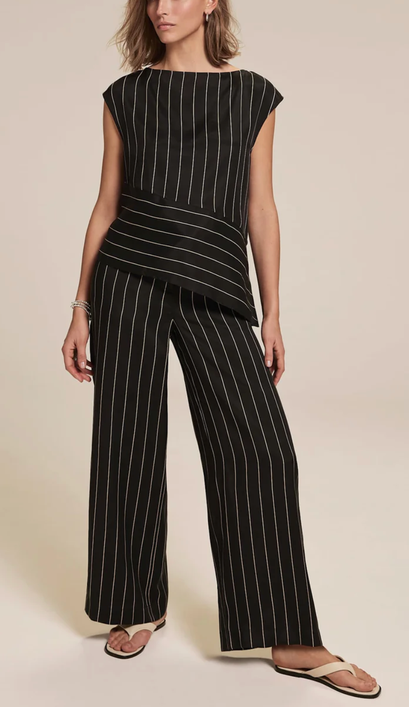 Black Striped Wide Trousers