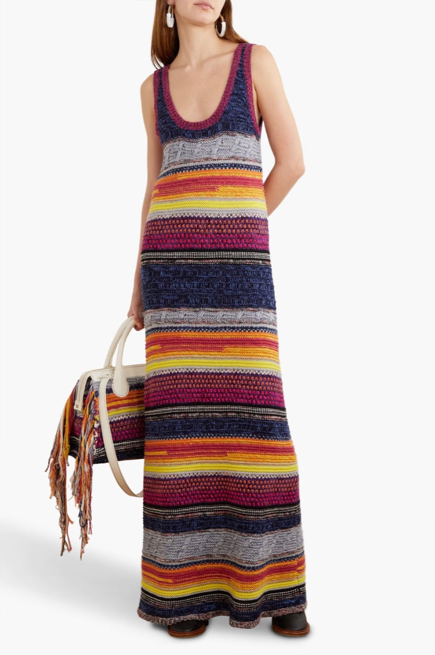Striped Cashmere and Wool-Blend Maxi Dress