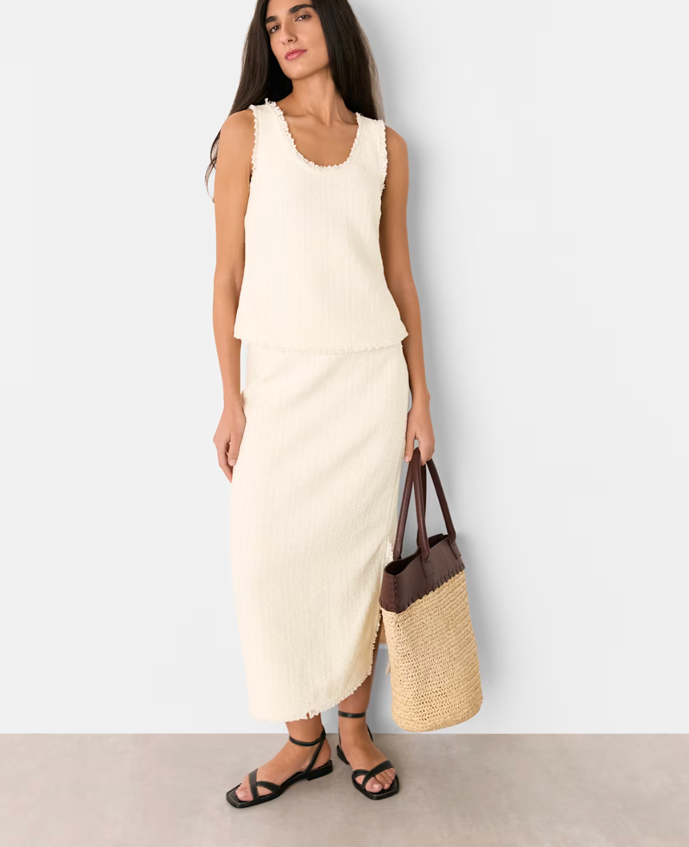 Ivory Lucie Boucle Tank & Pencil Midi Skirt
