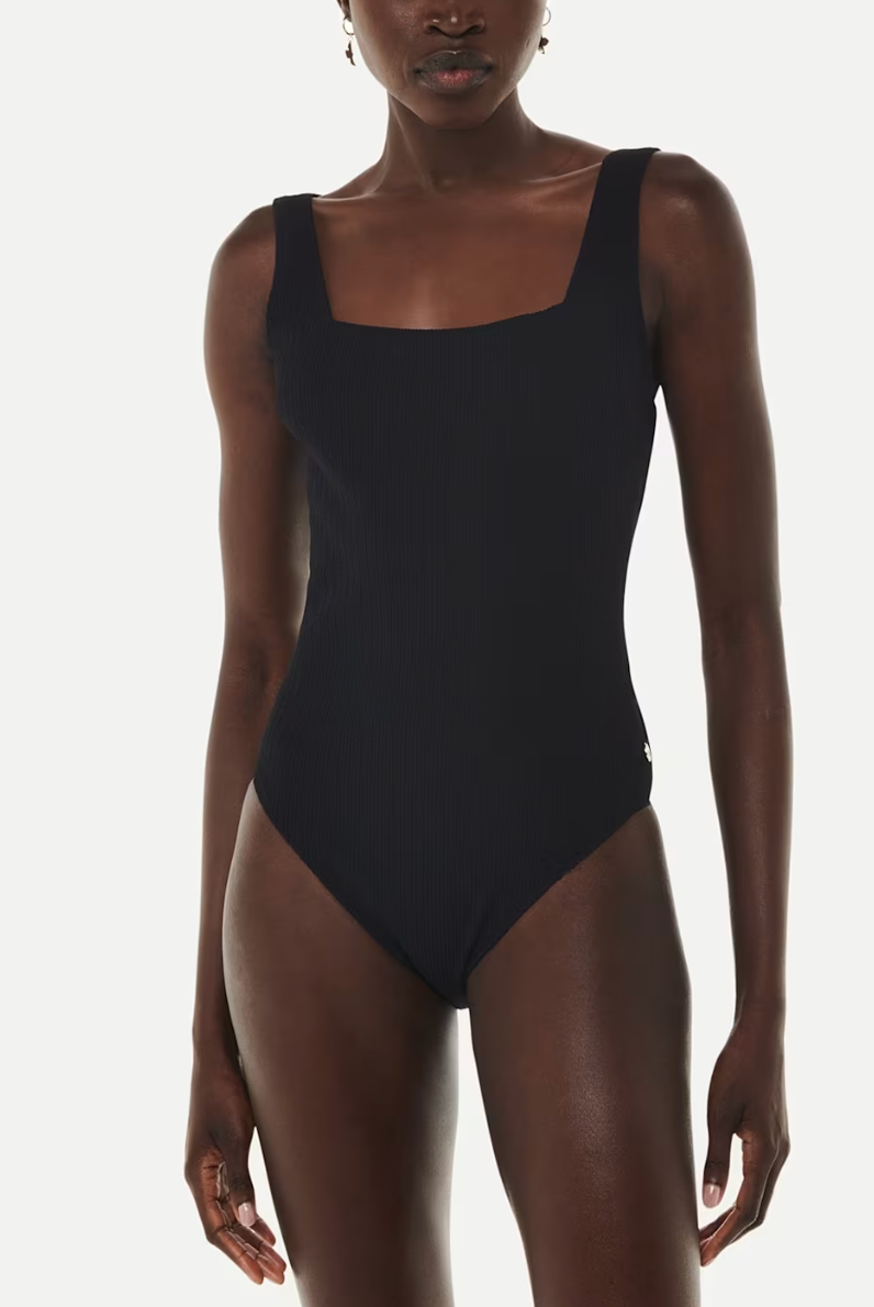 Black Square Neck Swimsuit
