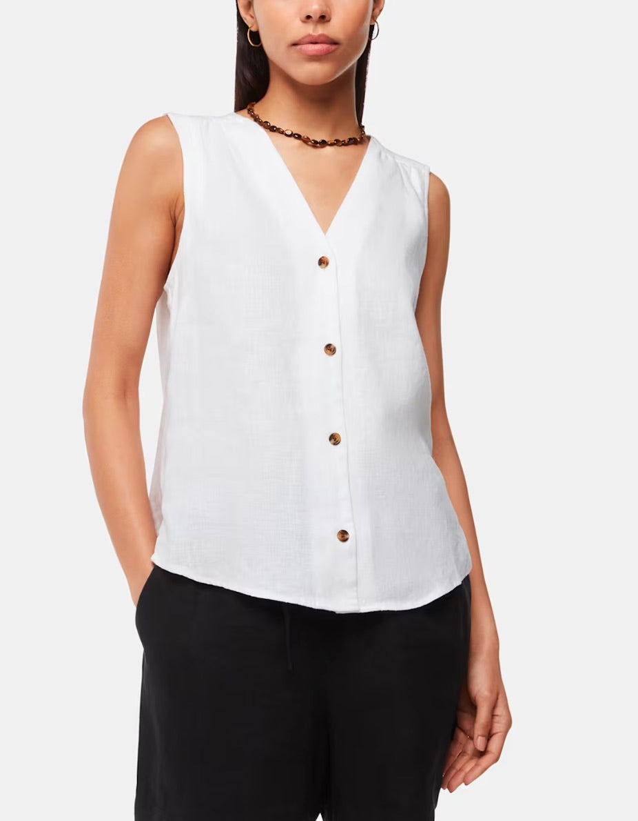 White Laura Linen Tank